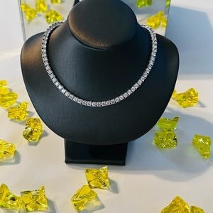 Silver 4MM Plated Brass Tennis Necklace 16”/18”